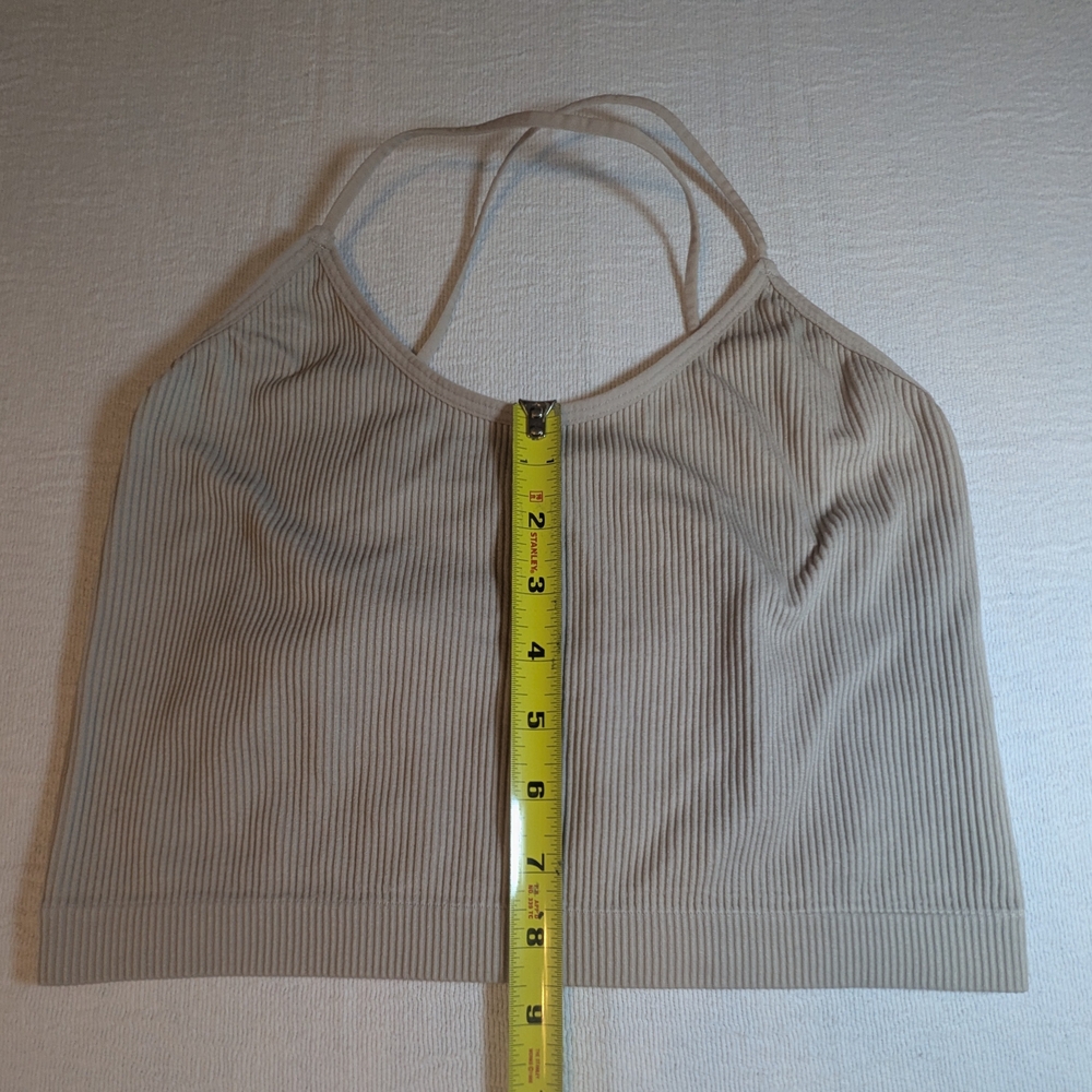 Colsie Light Tan Ribbed Crop Top - Picture 5 of 5
